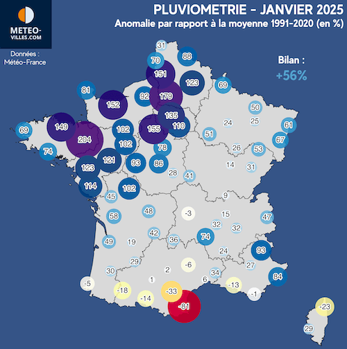 Bilan météo et climatique de janvier 2025 : mois excessivement humide avec crues et intempéries dans le Nord-Ouest